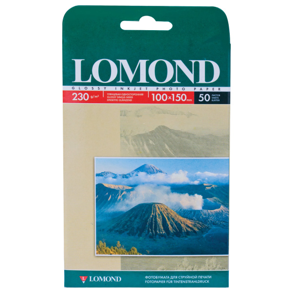 Фотобумага LOMOND д/струйной печати 10*15см, 230г/м, 50л., односторонняя, глянцевая (0102035)