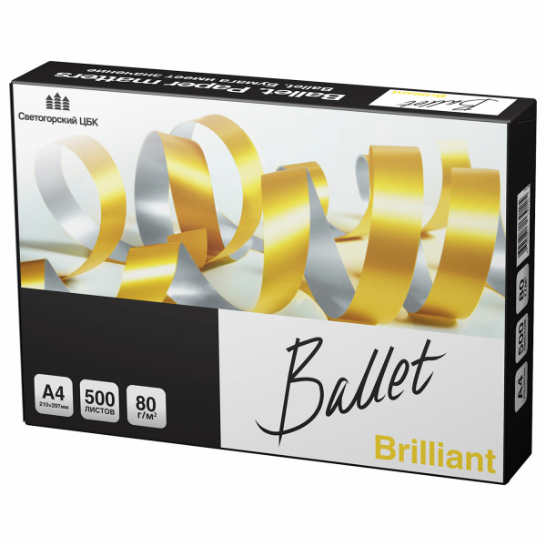 Бумага офисная А4, класс A+, BALLET BRILLIANT, 80 г/м, 500л, ColorLok, International Paper, бел168% 