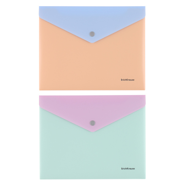 Папка-конверт с кнопкой ERICH KRAUSE "Matt Pastel Bloom", А5+, до 120 л., с карманом, ассорти, 0,18 