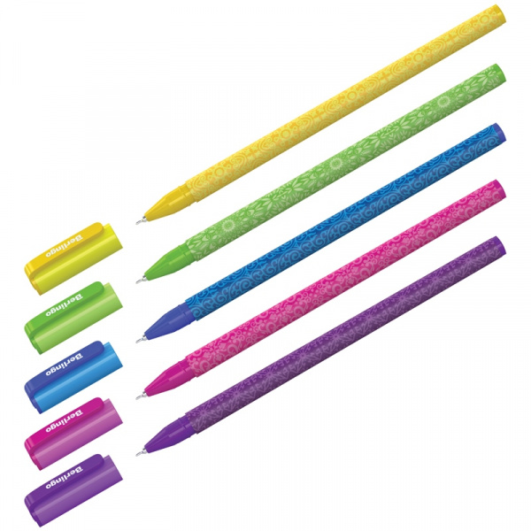 Ручка шариковая Berlingo "Funline. Ornament", синяя, 0,7мм, рисунок на корпусе, ассорти