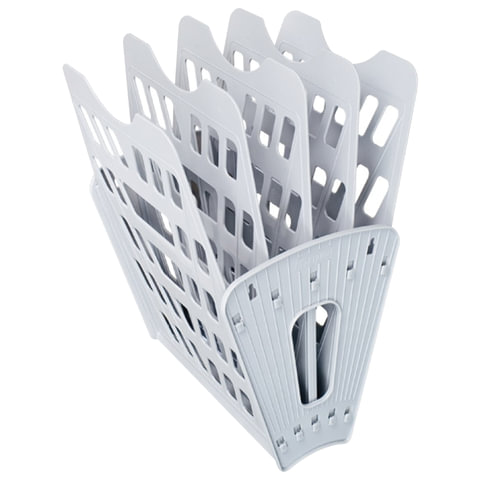 Лоток для бумаг СТАММ 5-ти секционный, 4 отделения, серый, ЛТ90