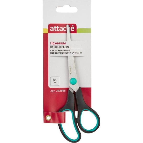 Ножницы Attache 169 мм с пласт.прорезин. руч. Attache, цвет зелен/черн