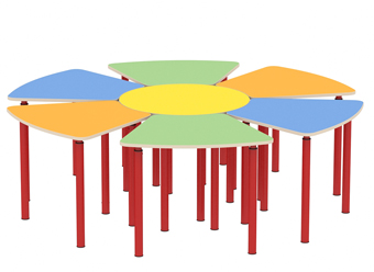 Стол «Цветик» разноцветный, регулируемый 1-3 гр. роста. Размеры: 1660*1660*460-580мм, М612 С