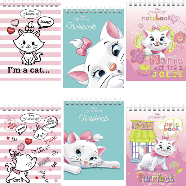 Блокнот МАЛЫЙ ФОРМАТ (110х145мм) А6, 40л, гребень, картон, клетка, HATBER, Кошечка Мари, 40Б6В1гр