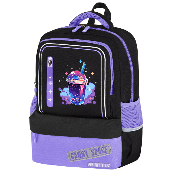 Рюкзак BRAUBERG STAR, 1 отделение, 5 карманов, "Spaceshake", черный, 40x29x13 см, 273131