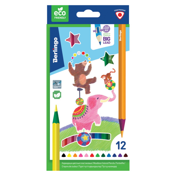 Карандаши цветные пластиковые Berlingo "Цирк", 12цв., заточен., картон, европодвес CP_04812