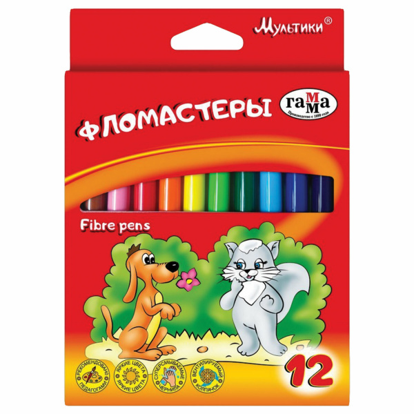 Фломастеры ГАММА "Мультики", 12 цв., вент. колпачок, карт.упак., 180319_05