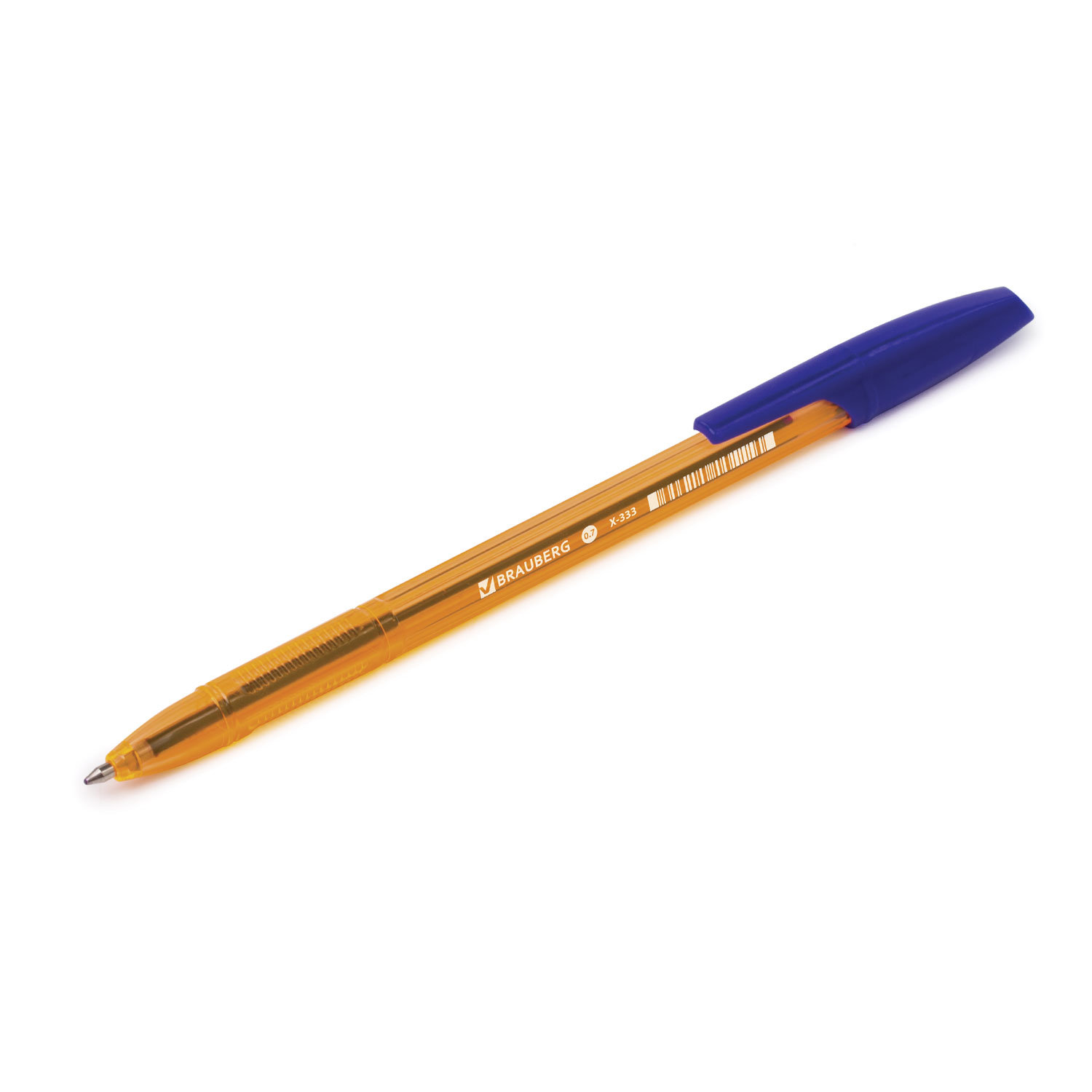 Ручка шариковая BRAUBERG "X-333" AMBER, СИНЯЯ, корпус тониров оранж, узел 0,7 мм, лин письма 0,35 мм