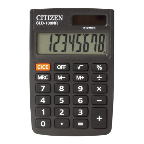 Калькулятор CITIZEN карманный SLD-100, 8 разр., двойное питание, 88х57мм, оригинальный
