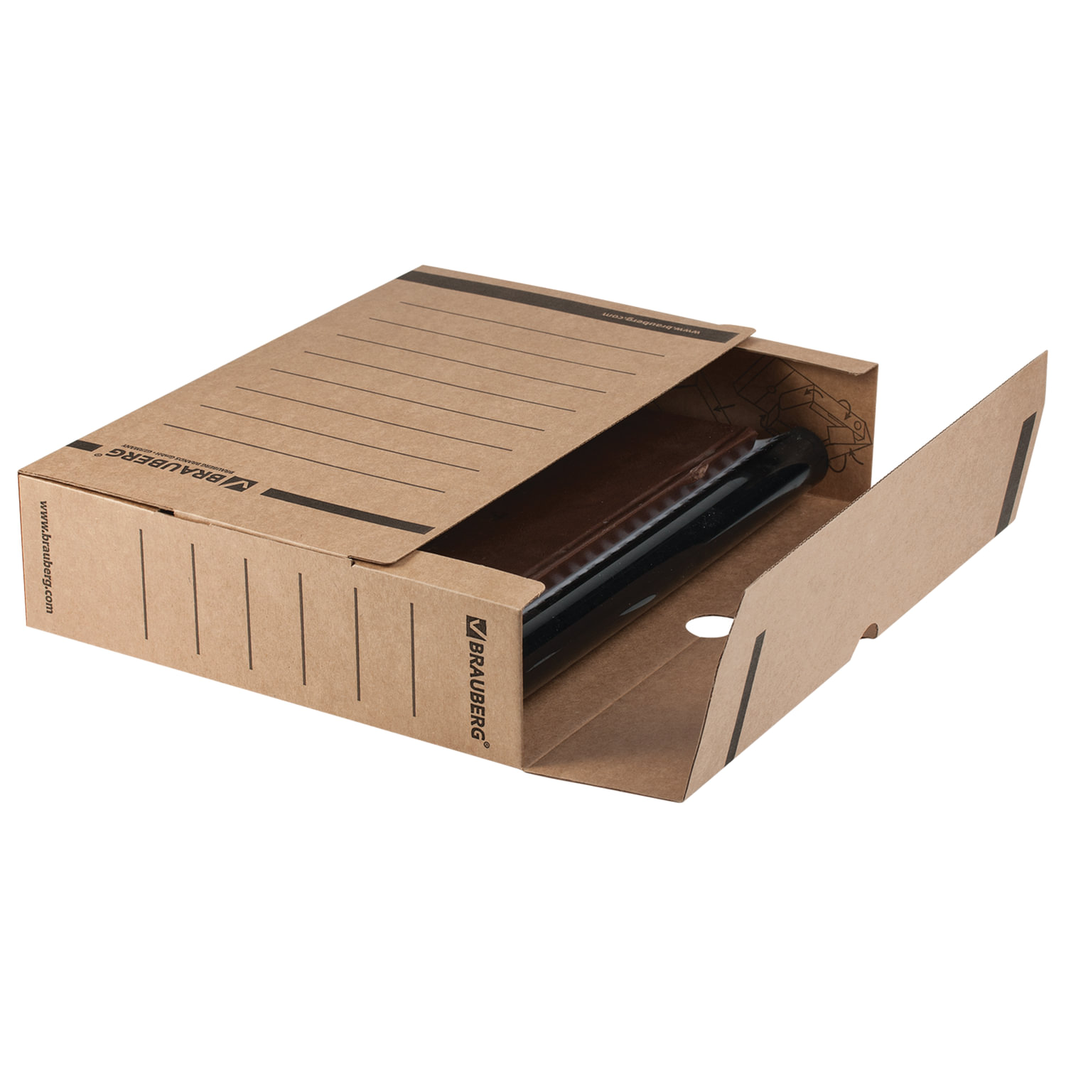 Накопитель документов, лоток-коробка BRAUBERG (БРАУБЕРГ), 75 мм, бурый, до 700 л.