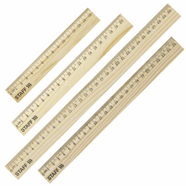 Набор деревянных линеек STAFF, 15см, 20см, 25см, 30см, канадская сосна