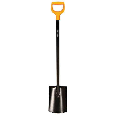 Лопата с закругленным лезвием FISKARS Solid, D-образная ручка, высота 116 см, стальной черенок, 1026