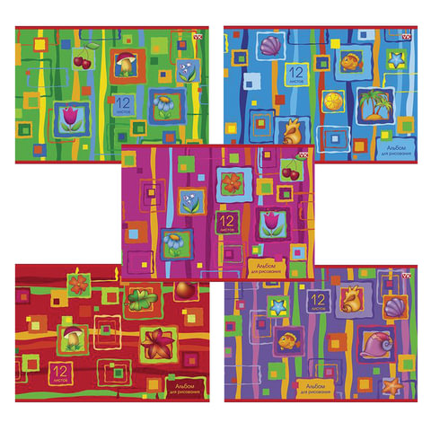 Альбом для рисования А4 12л. HATBER VK, обл.офсет, 100г/м, Яркие краски (5 видов), 12А4С(A212165)