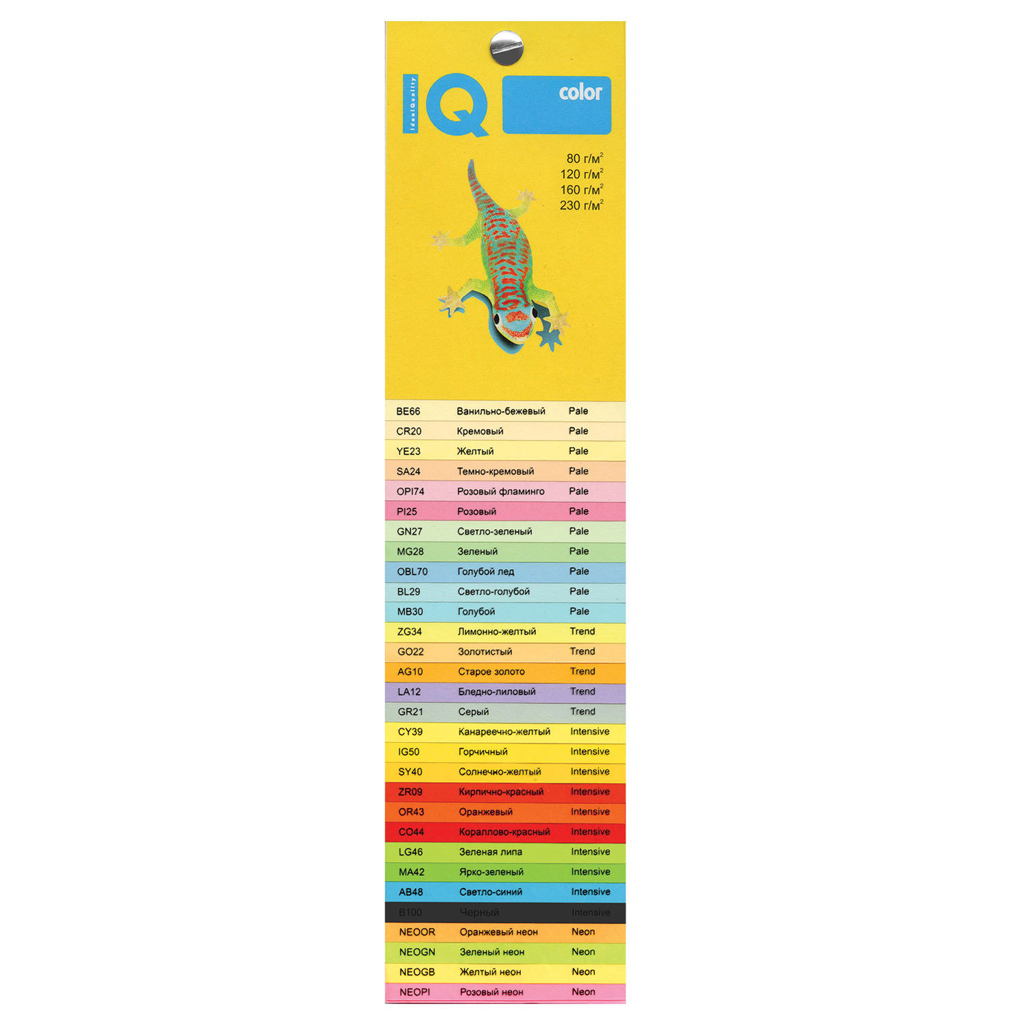 Бумага цветная IQ color, А4, 160 г/м2, 250 л., пастель, голубая, MB30