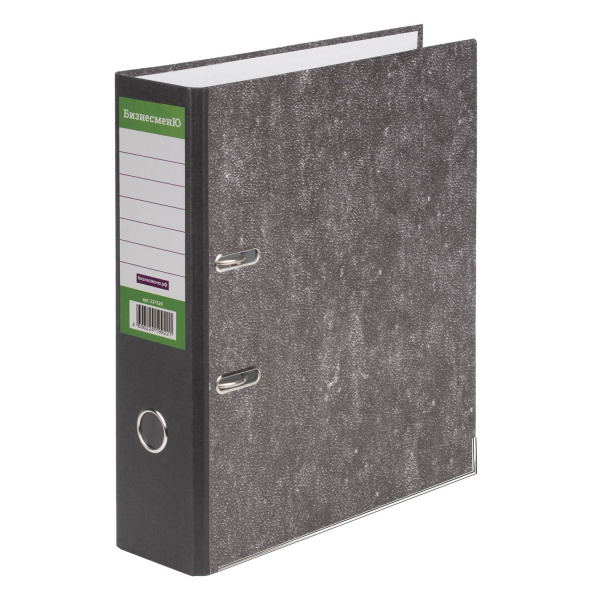 Папка-регистратор БИЗНЕСМЕНЮ, усиленный корешок, мраморное покрытие, 80 мм, с уголком, черная,227529 Папка-регистратор БИЗНЕСМЕНЮ, усиленный корешок, мраморное покрытие, 80 мм, с уголком, черная,227529