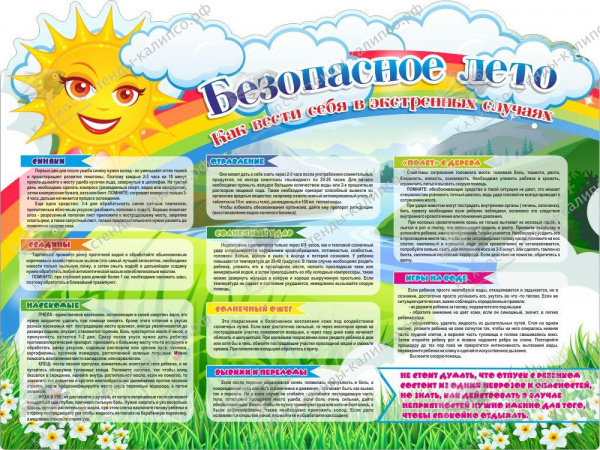 Стенд "БЕЗОПАСНОЕ ЛЕТО", резной стенд, 1,2Х0,9