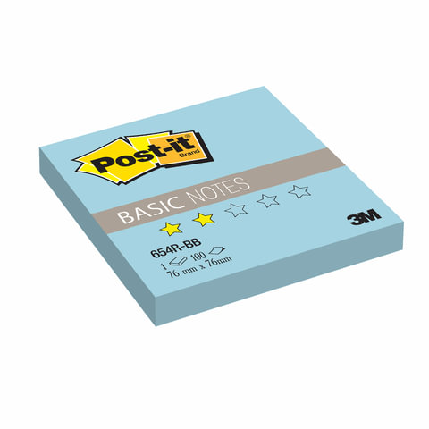 Блок самоклеящийся POST-IT Basic 76х76мм, 100 л., голубой, 654R-BB
