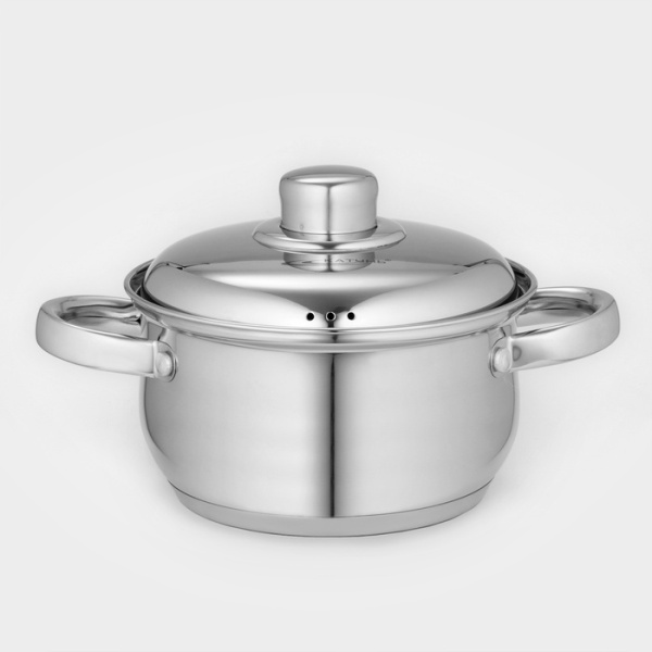 Кастрюля «Гретта», 1,8 л, d=16 см, металлическая крышка, капсульное дно, индукция, цвет серебряный