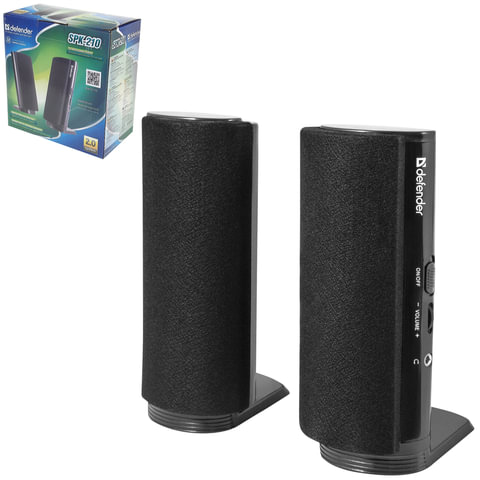 Колонки компьютерные DEFENDER SPK-210, 2.0, 4 Вт, 3,5 мм мини-джек, пластик, черные, 65210 