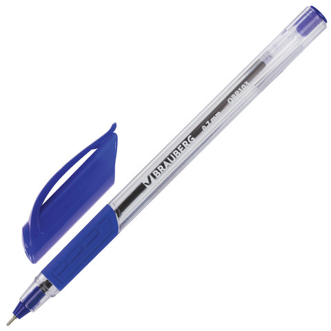 Ручка шариковая масляная BRAUBERG "Extra Glide Grip", трехгранная, узел 0,7 мм, линия 0,35 мм, синяя