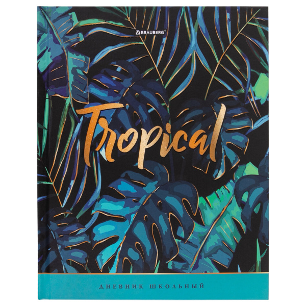 Дневник 5-11 класс 48 л., твердый, BRAUBERG, блестки, с подсказом, "Tropics"