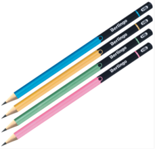 Карандаш ч/г Berlingo "Silk Touch" HB, круглый, заточен., ассорти