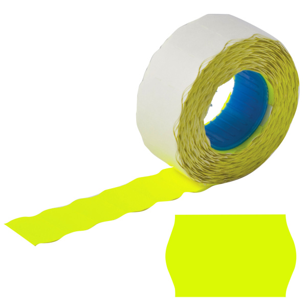 Этикетки PN 22*12мм BRAUBERG,  по 800 шт., волна, жел., (пистолет 290343), 123573Д(КОМПЛЕКТ 5 рул.)