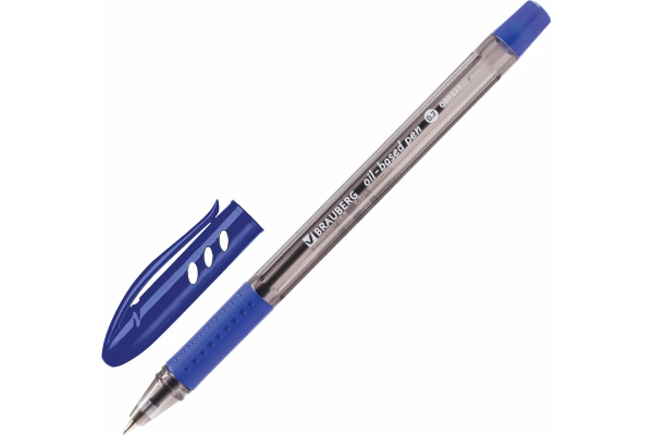 Ручка шариковая масляная BRAUBERG "BLACK PEN", СИНЯЯ, игольчатый узел 0,7 мм, линия письма 0,35 мм, 