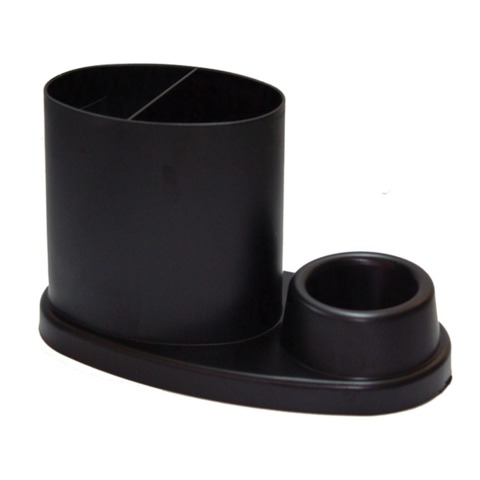 Подставка-органайзер СТАММ "Эллипс", 85х170х100 мм, 3 отделения, черная, ОР54