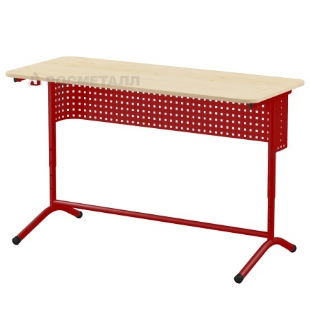 Стол ученический 2-местный регулируемый на каркасе «ДУГА» с перфорацией (ЛДСП 16 мм)