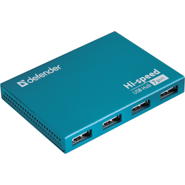 Хаб DEFENDER SEPTIMA SLIM, USB 2.0, 7 портов, порт для питания, алюминевый корпус, 83505
