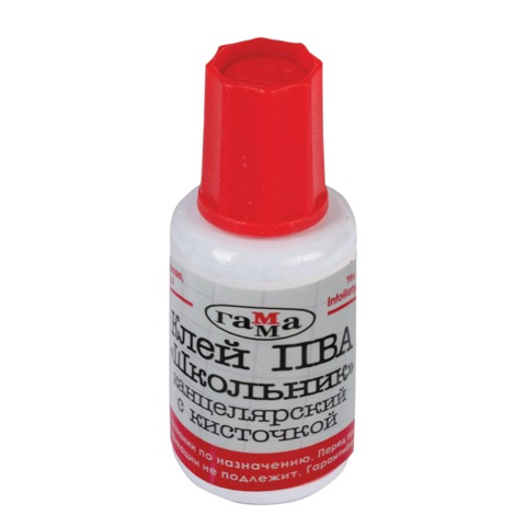 Клей ПВА ГАММА "Школьник", 18г, с кисточкой, 330010Н