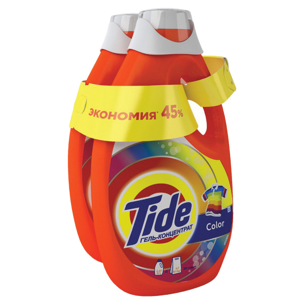 Средство для стирки жидкое автомат 2,47 + 2,47 л TIDE (Тайд) "Color", гель, концентрат, 800184105390