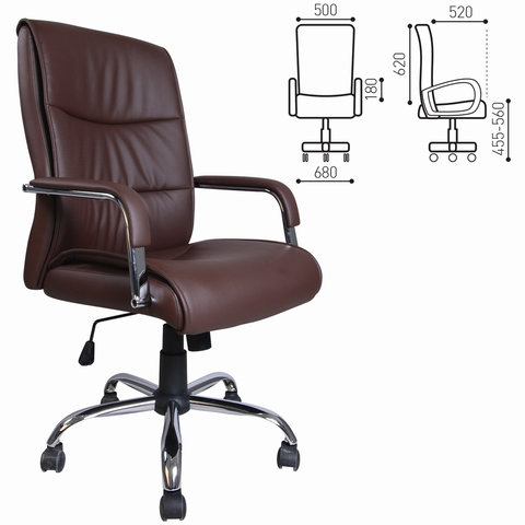 Кресло офисное BRABIX Space EX-508, экокожа, хром, коричневое