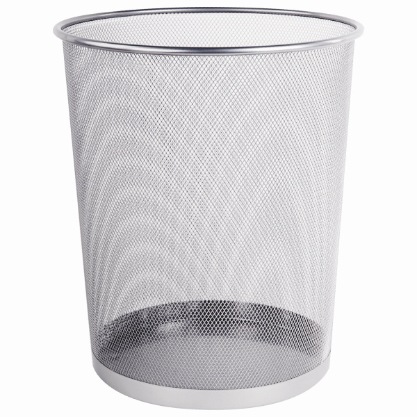 Корзина для бумаг BRAUBERG "Germanium" большая металлическая 20л, серебр, 231957