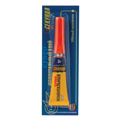 Клей моментальный СЕКУНДА 3 г, на ленте с европодвесом, 403-10