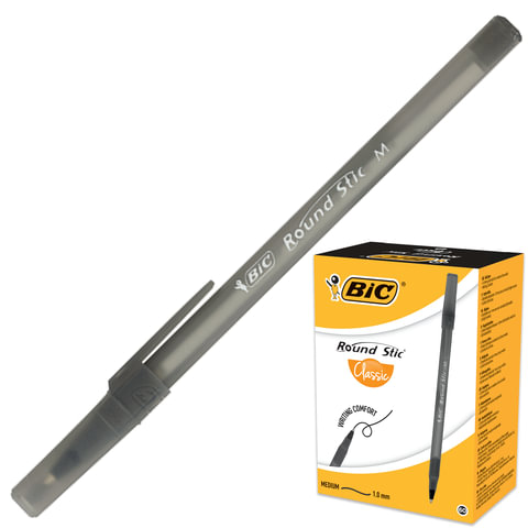 Ручка шариковая BIC "Round Stic", корпус черный, толщ.письма 0,4мм, 920568, черная