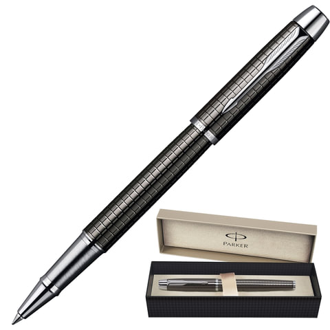 Ручка-роллер PARKER "IM Deep Gun Metal Chiselled CT", корпус вороненая сталь, латунь, хромир, черн