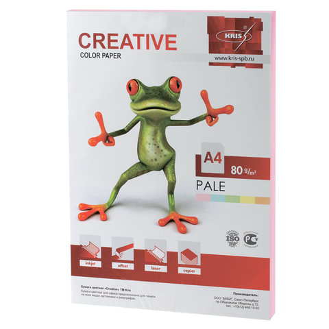 Бумага CREATIVE color (Креатив) А4, 80г/м, 100 л. пастель розовая, БПpr-100р, ш/к 40693