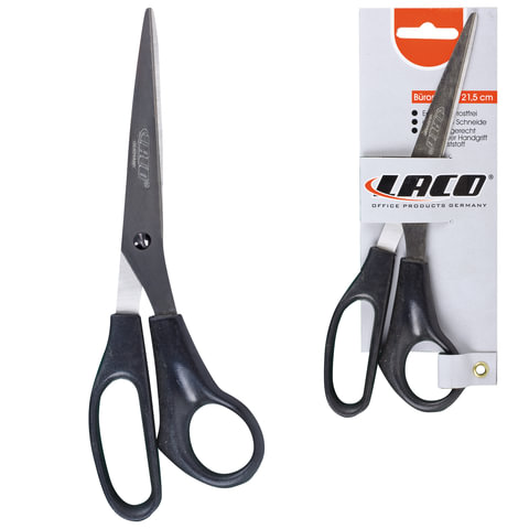 Ножницы LACO (Германия) 215мм, чёрные, в карт. упак. с европодвесом, S800 Ножницы LACO (Германия) 215мм, чёрные, в карт. упак. с европодвесом, S800