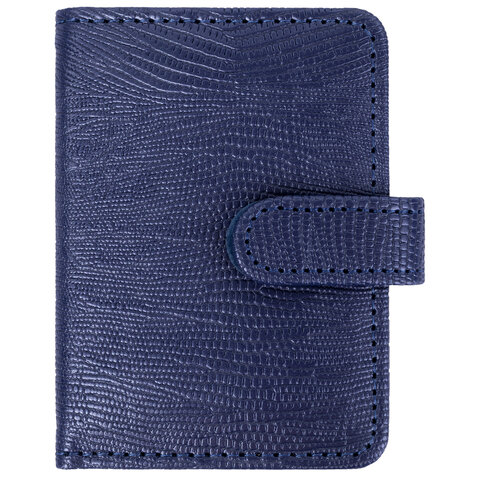 Визитница/кредитница однорядная GALANT "Contract", на 24 карты, кожа крокодила, застежка, синяя