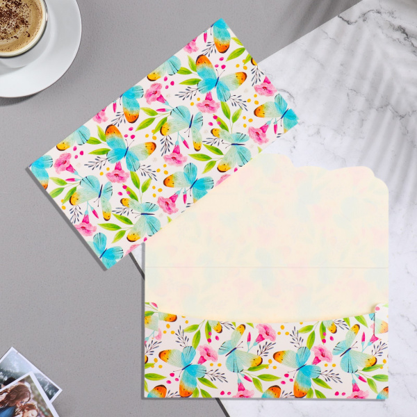 Конверт для денег "Бабочки" 18,5х8,5 см 