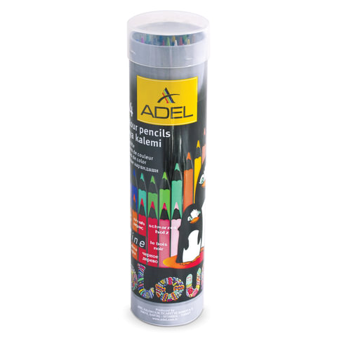 Карандаши цветные ADEL "Colour", 24цв, черное дерево, алюминиевый тубус, 211-2362-003
