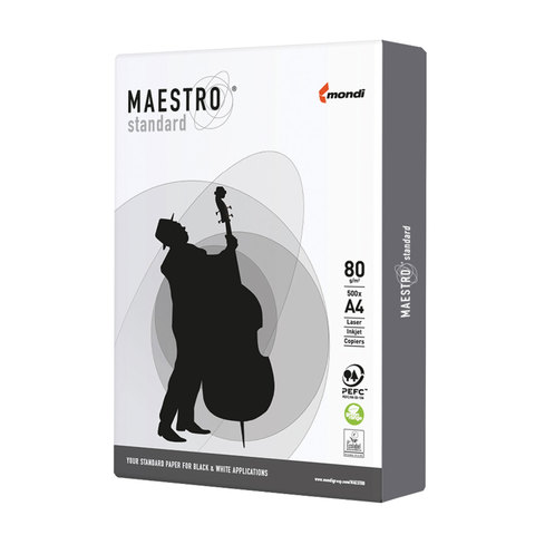 Бумага А4 MAESTRO STANDARD  80 г/м, 500 л. класс "С", Сыктывкар, белизна 96%, 146% (CIE)