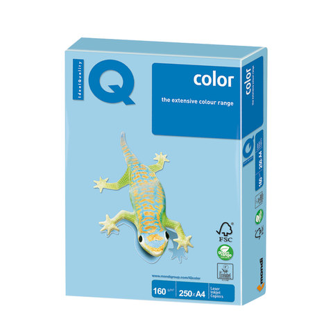 Бумага IQ color, А4, 160 г/м2, 250 л., пастель, голубой лед, OBL70