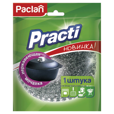 Губка (мочалка) PACLAN, БОЛЬШАЯ, металлическая, 38 г, (в40хш95хг95мм), ш/к 76331 