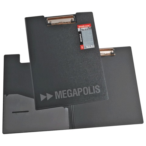 Папка-планшет ERICH KRAUSE "Megapolis" А4 с верхним прижимом и крышкой А4 пласт.серый, 1,3мм, 3877