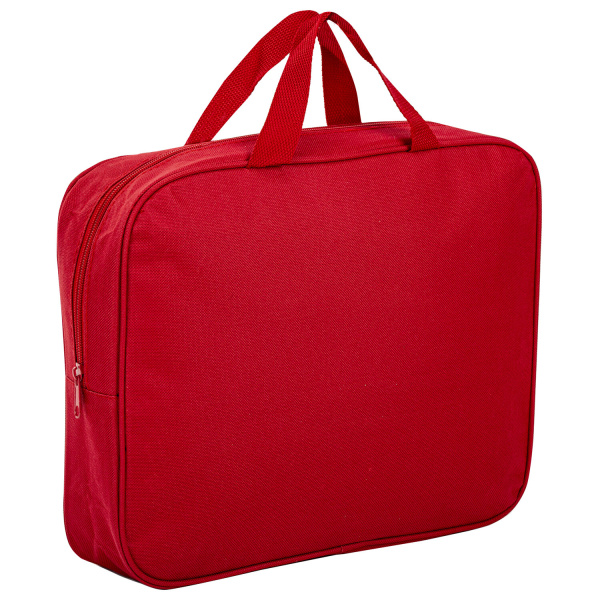 Папка на молнии с ручками STAFF EVERYDAY, А4, ширина 80мм, полиэстер, красная, 270739