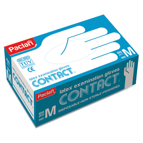 Перчатки хоз.латексные одноразовые PACLAN, КОМПЛЕКТ 50 пар (100шт.), размер М (средний), (шк 50117)