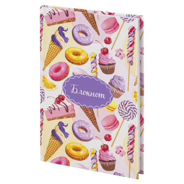 Блокнот А5 (135х206 мм), 80 л., твердый, клетка, выборочный лак, ЮНЛАНДИЯ, "Вкусняшки", 111617